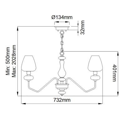 Armand Żyrandol 5Lt Postarzany Mosiądz / Czerń DL-ARMAND5-AB / Elstead Lighting