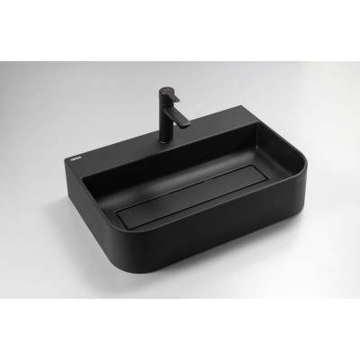 Umywalka granitowa nablatowa z miejscem na baterię - z maskownicą