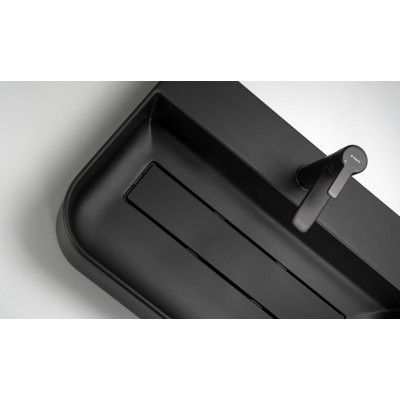 Umywalka granitowa nablatowa z miejscem na baterię - z maskownicą