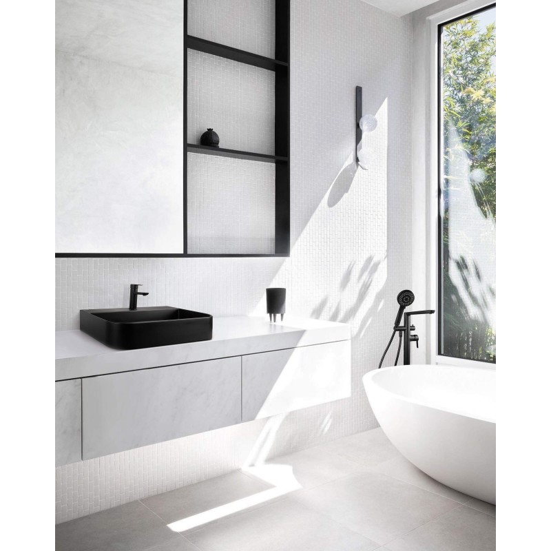 Umywalka granitowa nablatowa z miejscem na baterię - z maskownicą