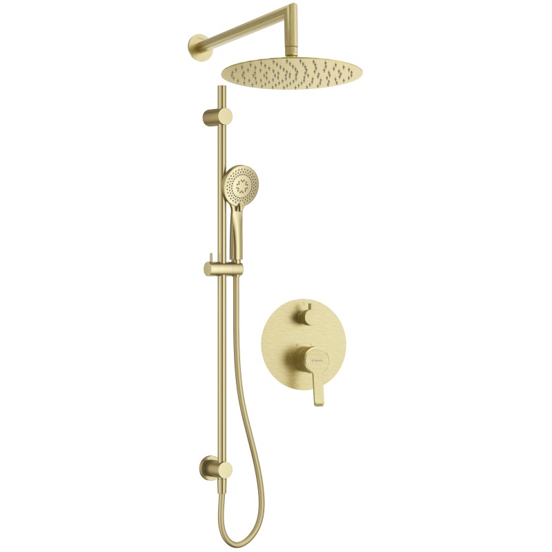 Zestaw prysznicowy podtynkowy z drążkiem - z głowicą prysznicową                            