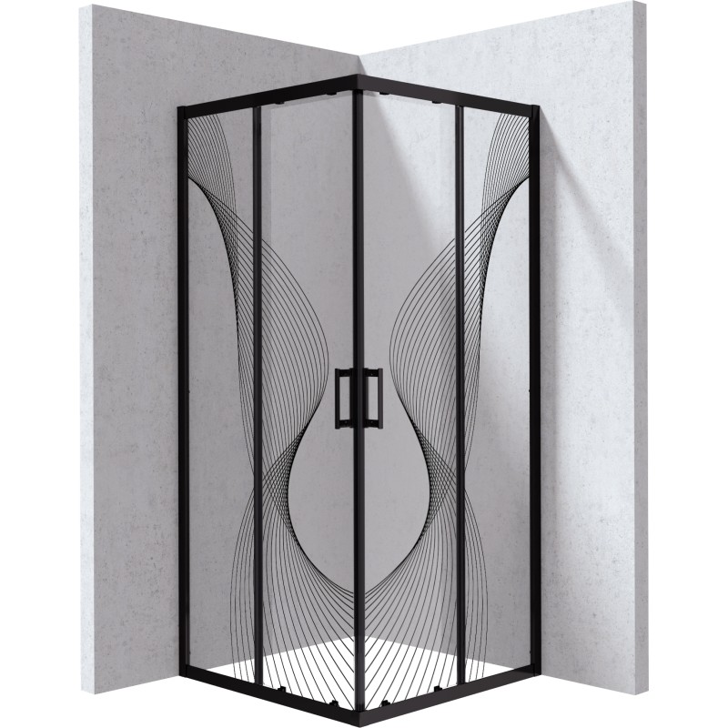 Kabina prysznicowa kwadratowa 80x80 cm - wzór fala                            